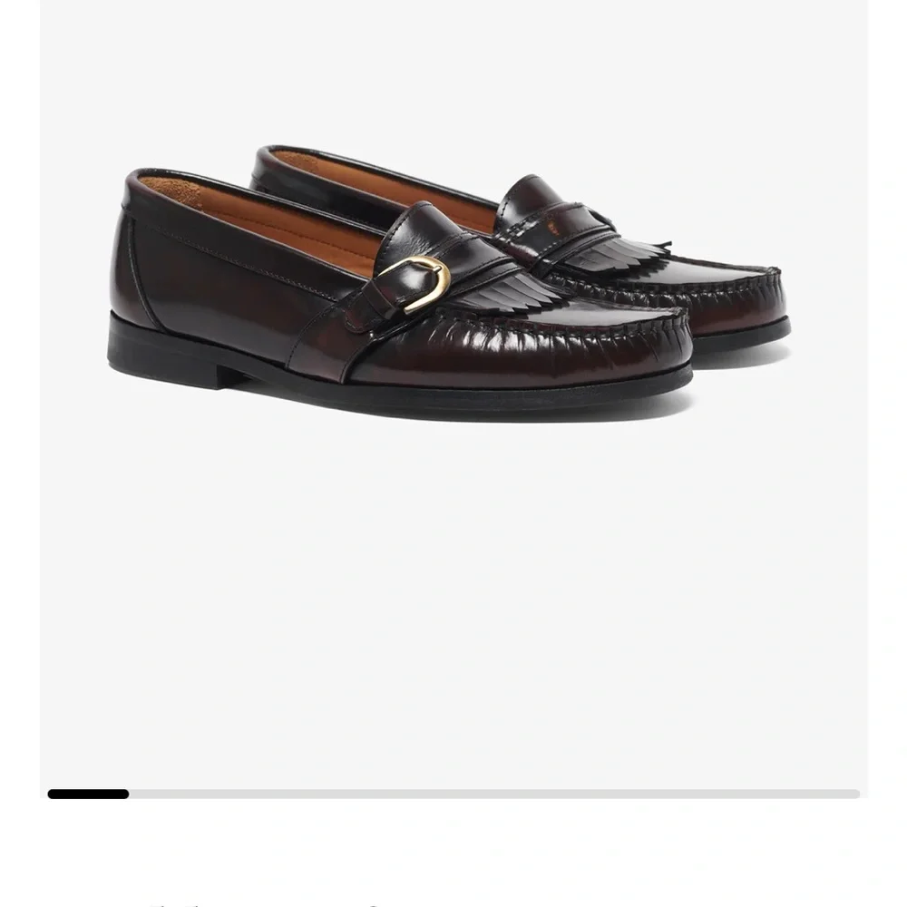 Men's Burgundy Leather Loafers - Picture 3 of 6